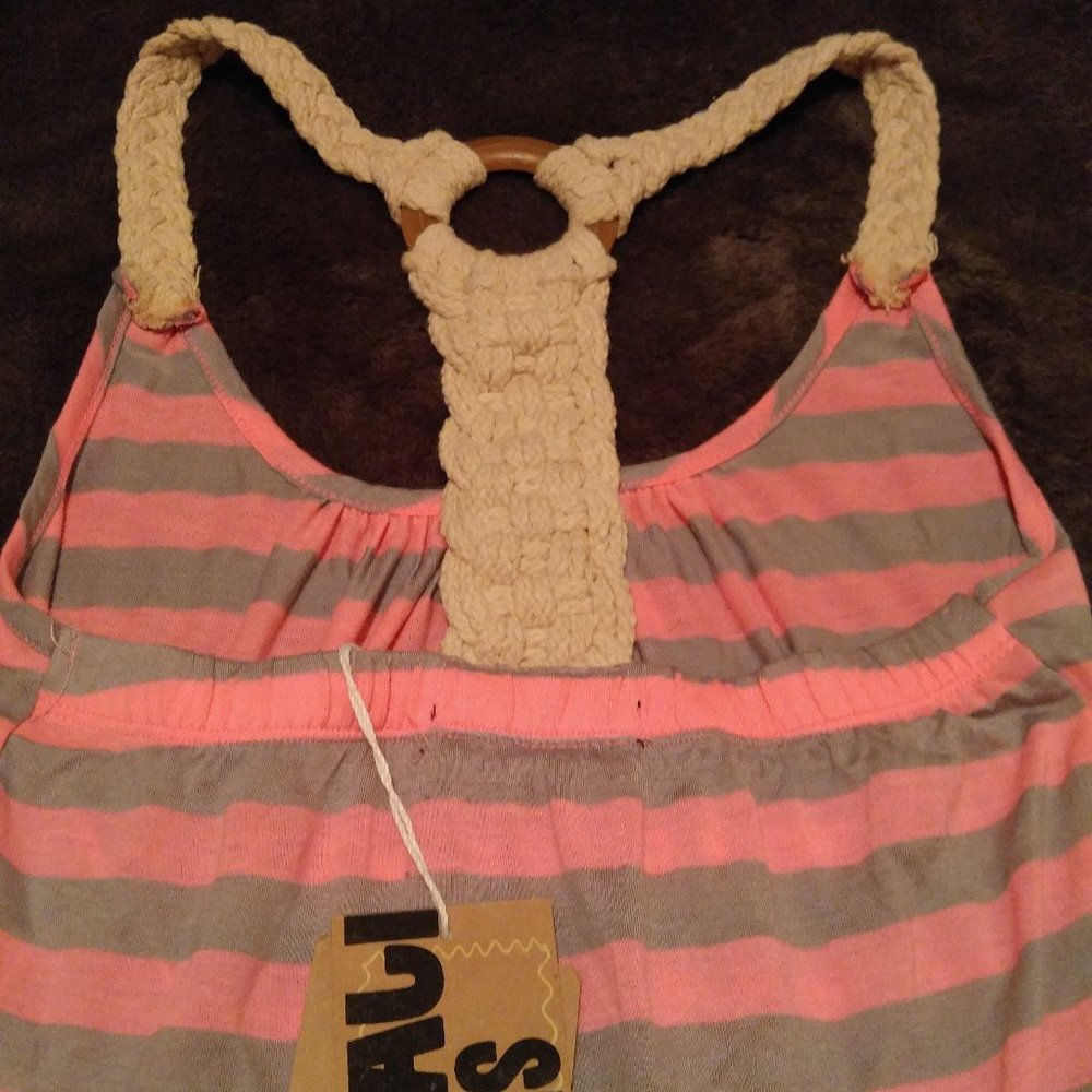 Lagaci Sport Pink grey summer dress stripe coverup